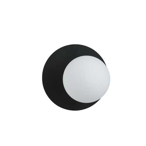 Oslo K1 Svart/Opal vägglampa - Ø15 cm, E14, 230V, utan ljuskälla