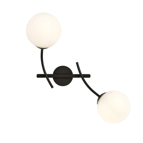 Hunter K2 Svart/Opal vägglampa - Ø15 cm, E14, 230V, utan ljuskälla