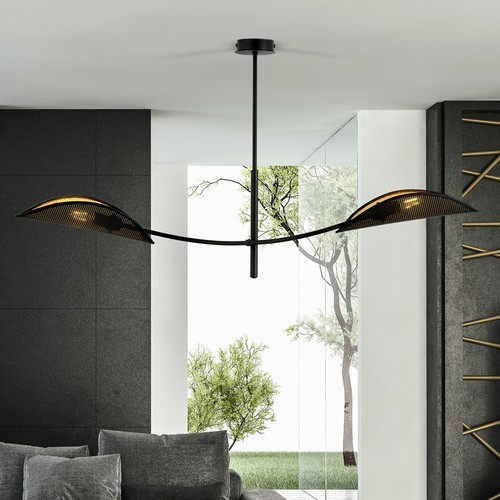 Lotus 2 Svart/Guld taklampa - Ø12 cm, E14, 230V, utan ljuskälla