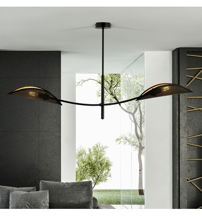 Lotus 2 Svart/Guld taklampa - Ø12 cm, E14, 230V, utan ljuskälla