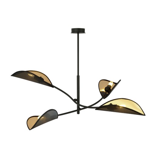Lotus 4 Svart/Guld taklampa - Ø12 cm, E14, 230V, utan ljuskälla