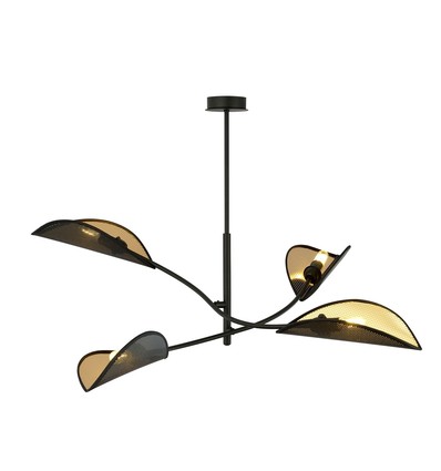 Lotus 4 Svart/Guld taklampa - Ø12 cm, E14, 230V, utan ljuskälla