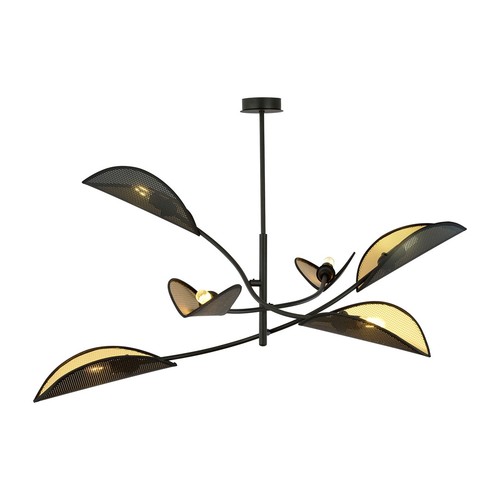 Lotus 6 Svart/Guld taklampa - Ø12 cm, E14, 230V, utan ljuskälla