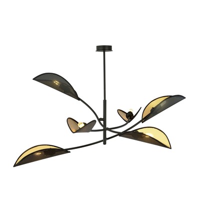 Lotus 6 Svart/Guld taklampa - Ø12 cm, E14, 230V, utan ljuskälla