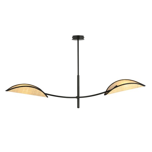 Lotus 2 Svart/Rattan taklampa - Ø12 cm, E14, 230V, utan ljuskälla