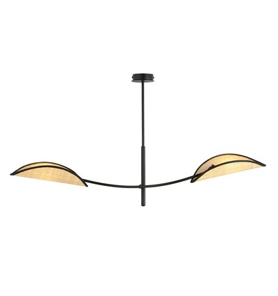 Lotus 2 Svart/Rattan taklampa - Ø12 cm, E14, 230V, utan ljuskälla