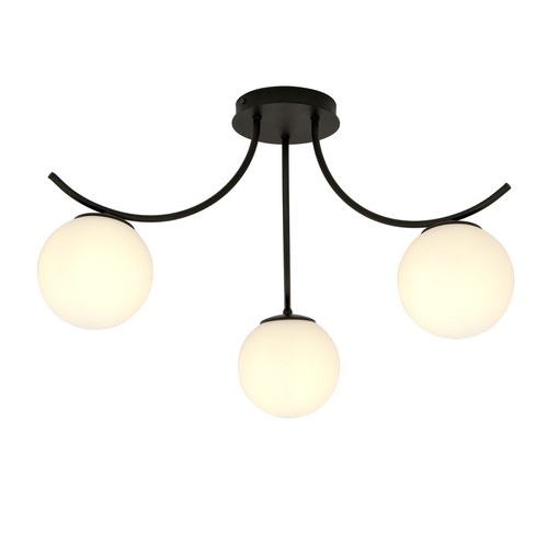 Boston 3 Svart/Opal taklampa - Ø15 cm, E14, 230V, utan ljuskälla
