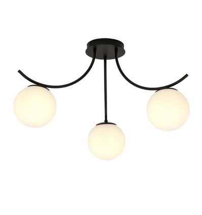 Boston 3 Svart/Opal taklampa - Ø15 cm, E14, 230V, utan ljuskälla