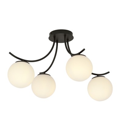 Boston 4 Svart/Opal taklampa - Ø15 cm, E14, 230V, utan ljuskälla