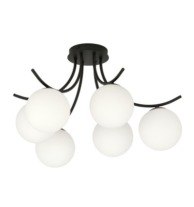Boston 6 Svart/Opal taklampa - Ø15 cm, E14, 230V, utan ljuskälla
