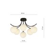 Boston 6 Svart/Opal taklampa - Ø15 cm, E14, 230V, utan ljuskälla