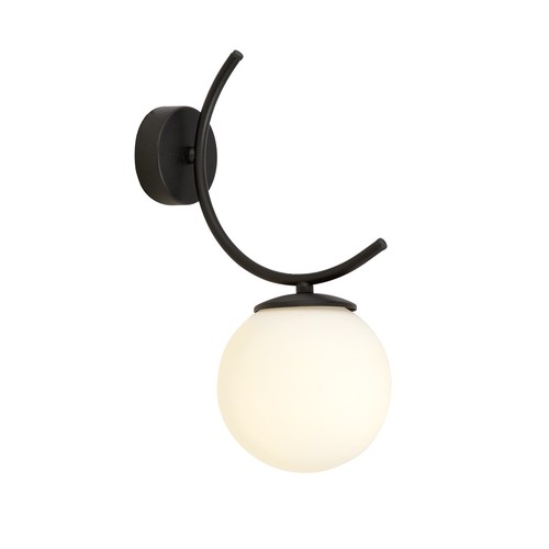 Boston K1 Svart/Opal vägglampa - Ø15 cm, E14, 230V, utan ljuskälla