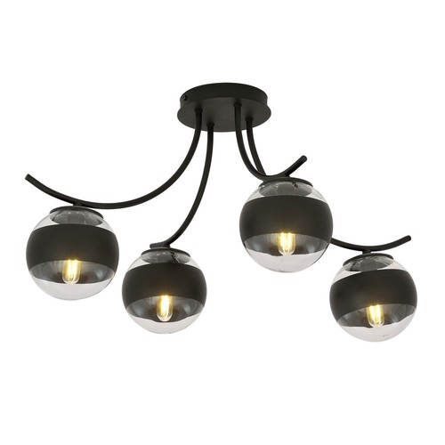 Boston 4 Svart/Rand taklampa - Ø14 cm, E14, 230V, utan ljuskälla