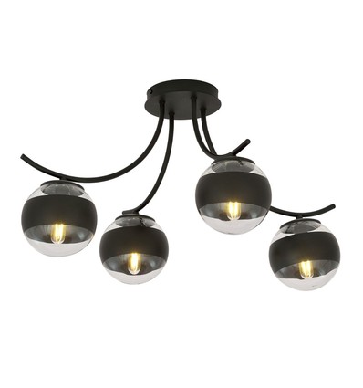 Boston 4 Svart/Rand taklampa - Ø14 cm, E14, 230V, utan ljuskälla