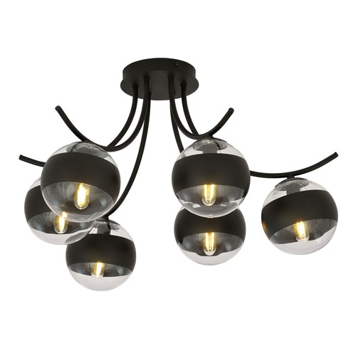 Boston 6 Svart/Rand taklampa - Ø14 cm, E14, 230V, utan ljuskälla