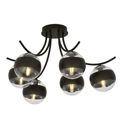 Boston 6 Svart/Rand taklampa - Ø14 cm, E14, 230V, utan ljuskälla