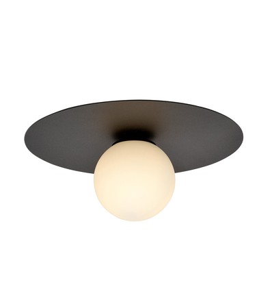 Solar 1 Svart/Opal taklampa - Ø15 cm, E14, 230V, utan ljuskälla