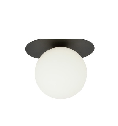 Plaza 1 Svart/Opal taklampa - Ø15 cm, E14, 230V, utan ljuskälla