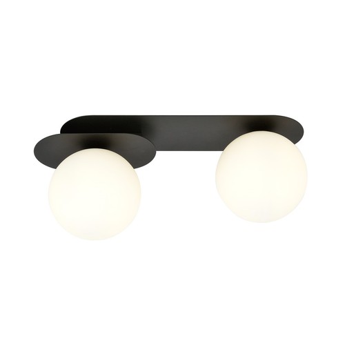 Plaza 2 Svart/Opal taklampa - Ø15 cm, E14, 230V, utan ljuskälla