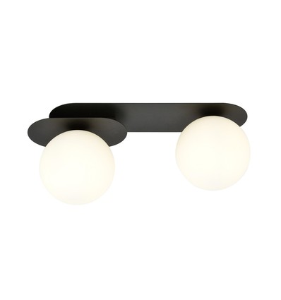 Plaza 2 Svart/Opal taklampa - Ø15 cm, E14, 230V, utan ljuskälla