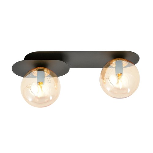 Plaza 2 Svart/Bärnsten taklampa - Ø14 cm, E14, 230V, utan ljuskälla