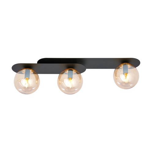 Plaza 3 Svart/Bärnsten taklampa - Ø14 cm, E14, 230V, utan ljuskälla