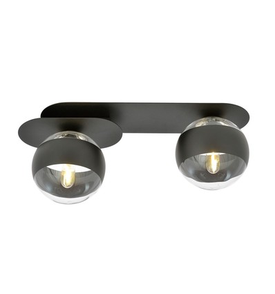 Plaza 2 Svart/Rand taklampa - Ø14 cm, E14, 230V, utan ljuskälla
