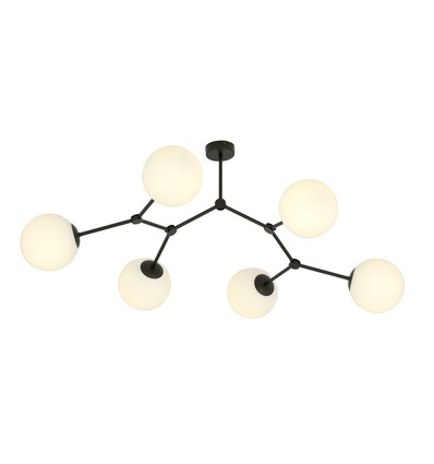 Space 6 Svart/Opal taklampa - Ø15 cm, E14, 230V, utan ljuskälla