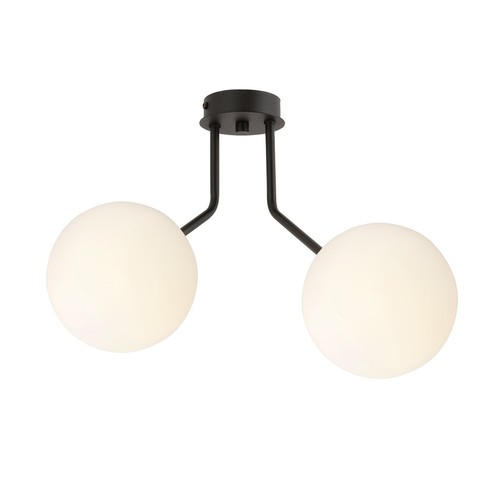 Nova 2 Svart/Opal taklampa - Ø15 cm, E14, 230V, utan ljuskälla