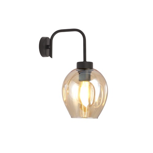 Lukka K1 Svart/Bärnsten vägglampa - Ø14 cm, E27, 230V, utan ljuskälla