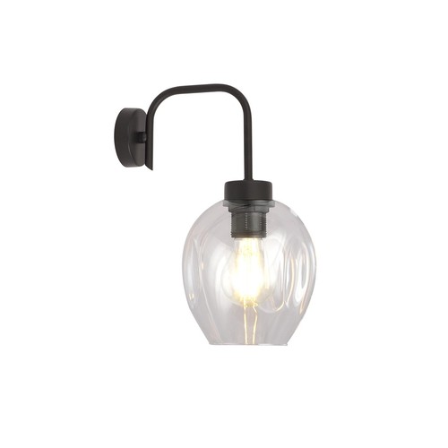Lukka K1 Svart/Transparent vägglampa - Ø14 cm, E27, 230V, utan ljuskälla