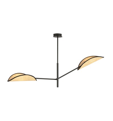 Vene 2 Svart/Rattan taklampa - Ø12 cm, E14, 230V, utan ljuskälla