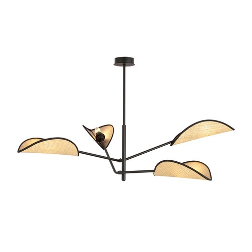 Vene 4 Svart/Rattan taklampa - Ø12 cm, E14, 230V, utan ljuskälla