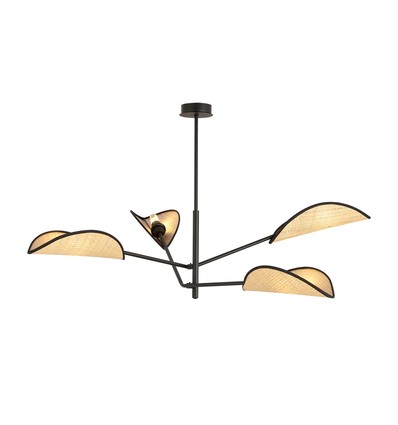 Vene 4 Svart/Rattan taklampa - Ø12 cm, E14, 230V, utan ljuskälla