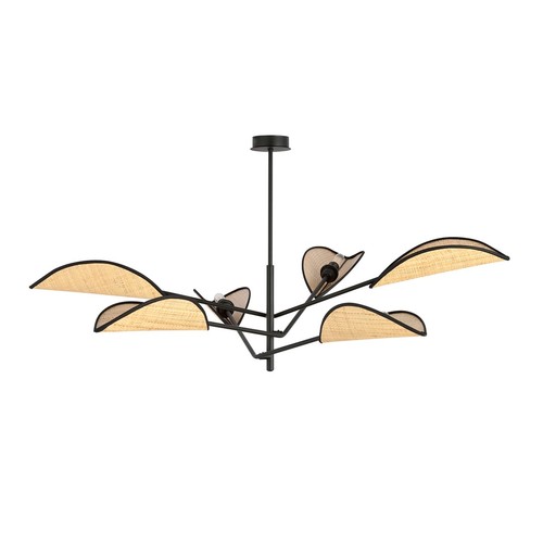 Vene 6 Svart/Rattan taklampa - Ø12 cm, E14, 230V, utan ljuskälla