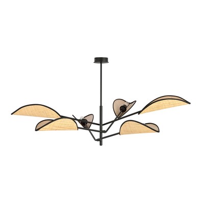 Vene 6 Svart/Rattan taklampa - Ø12 cm, E14, 230V, utan ljuskälla