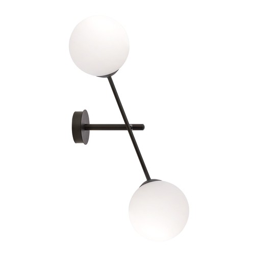 Linear K2 Svart/Opal vägglampa - Ø15 cm, E14, 230V, utan ljuskälla