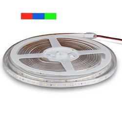 12V V-Tac 3,6W/m stänksäker LED strip - 5m, 60 LED per. meter, Färgat ljus