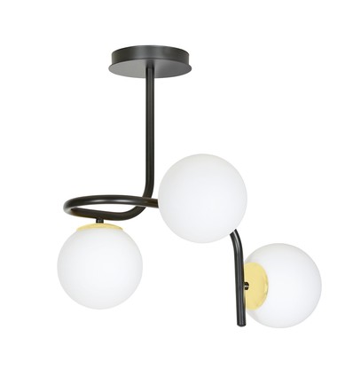 Ragnar 3 Svart/Guld taklampa - Ø15 cm, E14, 230V, utan ljuskälla