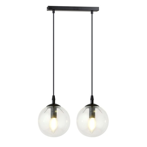 Cosmo 2 Svart/Transparent pendellampa - Ø14 cm, E14, 230V, utan ljuskälla