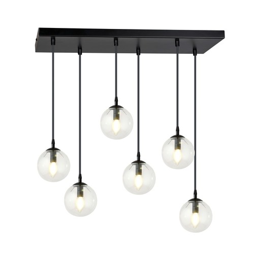 Cosmo 6 Svart/Transparent pendellampa - Ø14 cm, E14, 230V, utan ljuskälla