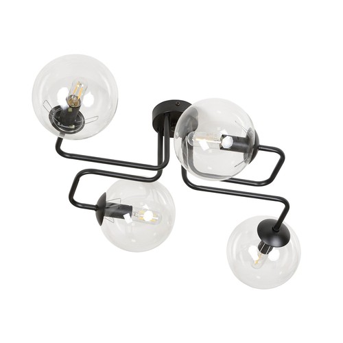 Brendi 4 Svart/Transparent taklampa - Ø14 cm, E14, 230V, utan ljuskälla