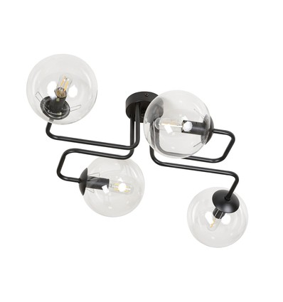 Brendi 4 Svart/Transparent taklampa - Ø14 cm, E14, 230V, utan ljuskälla