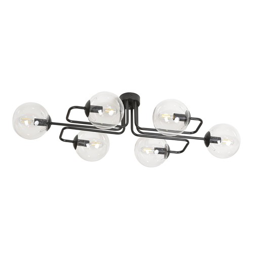 Brendi 6A Svart/Transparent taklampa - Ø14 cm, E14, 230V, utan ljuskälla