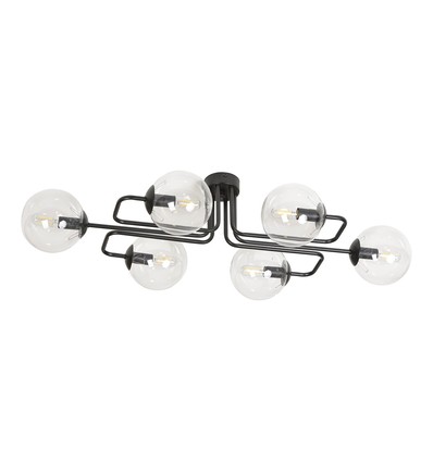 Brendi 6A Svart/Transparent taklampa - Ø14 cm, E14, 230V, utan ljuskälla