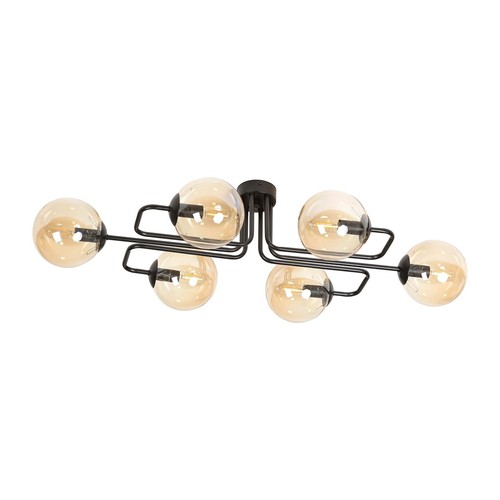 Brendi 6A Svart/Bärnsten taklampa - Ø14 cm, E14, 230V, utan ljuskälla