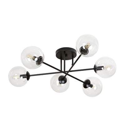 Brendi 6B Svart/Transparent taklampa - Ø14 cm, E14, 230V, utan ljuskälla