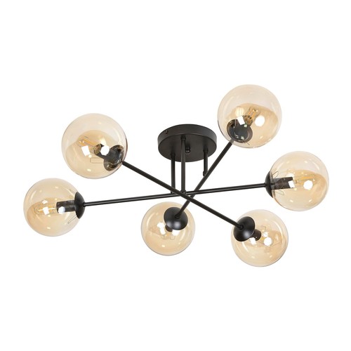 Brendi 6B Svart/Bärnsten taklampa - Ø14 cm, E14, 230V, utan ljuskälla