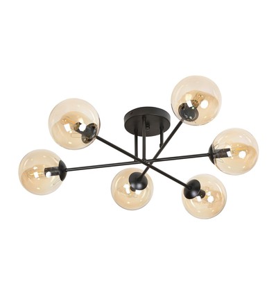 Brendi 6B Svart/Bärnsten taklampa - Ø14 cm, E14, 230V, utan ljuskälla
