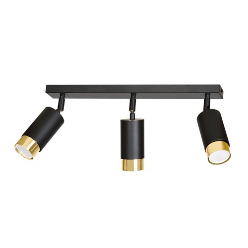 Hiro 3 Svart/Guld taklampa - GU10, 230V, utan ljuskälla